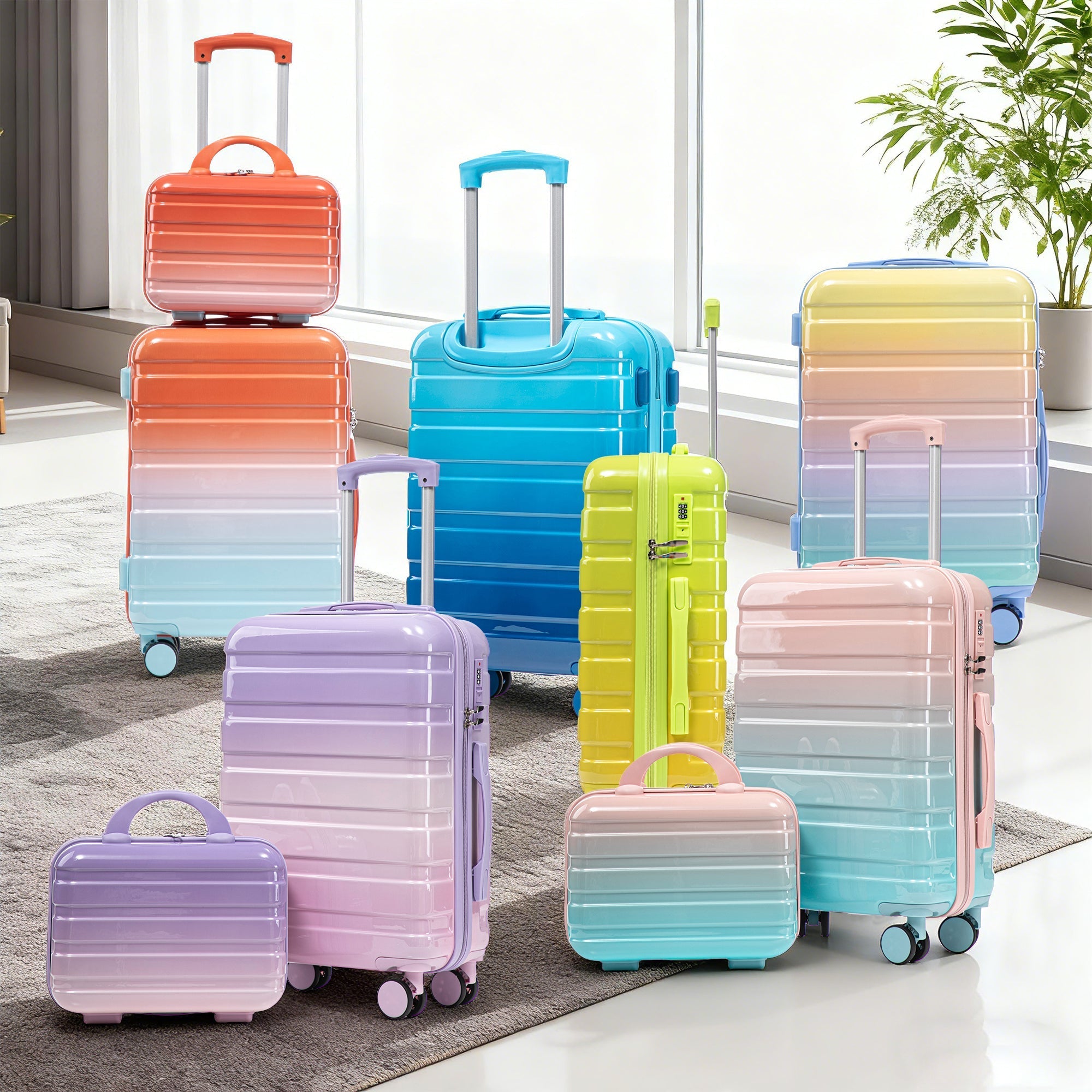 14"/20" 2-Pcs PC Spinner Wheel Carry On Luggage Set