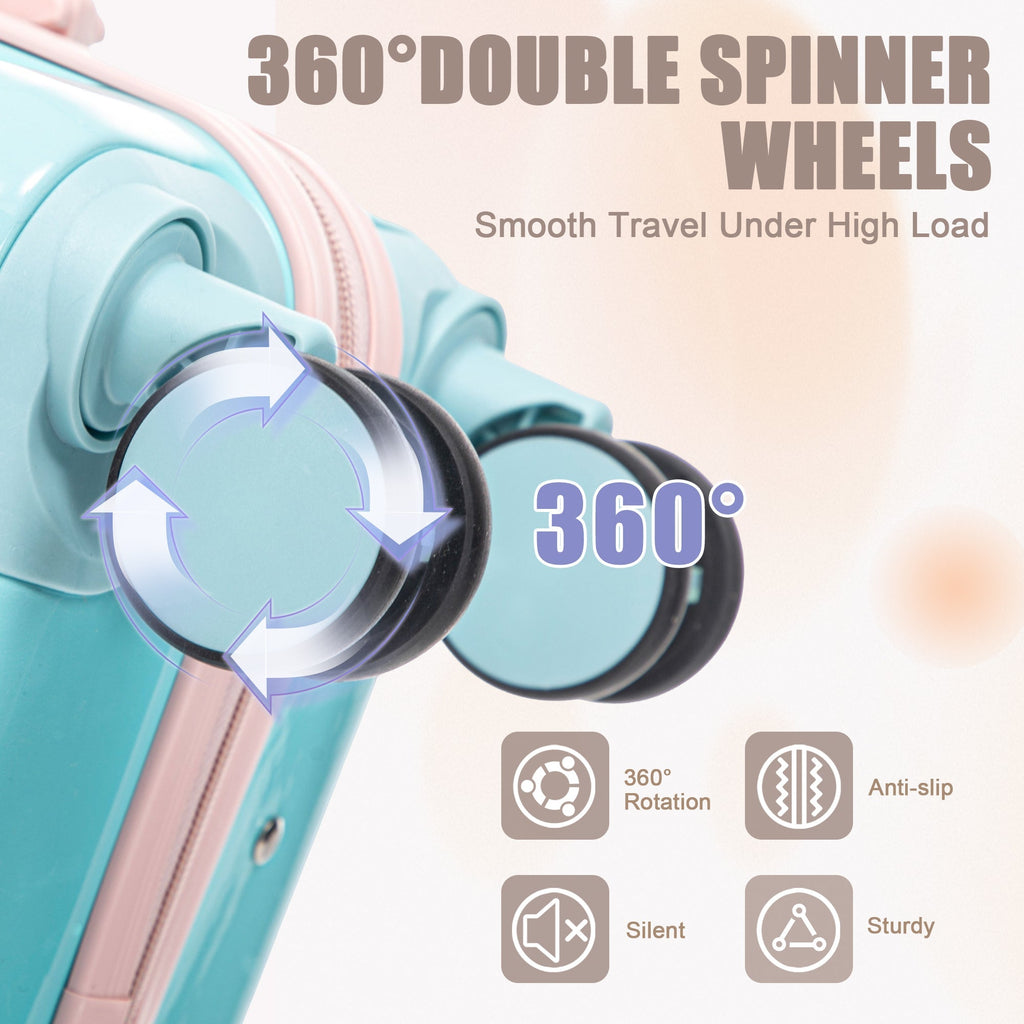 14"/20" 2-Pcs PC Spinner Wheel Carry On Luggage Set
